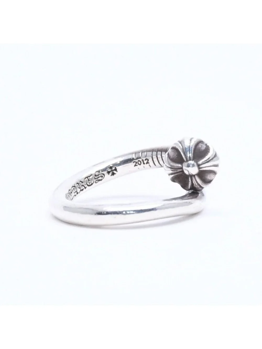 Chrome Hearts Rng Nail Cross Ball Ring 925 Sterling Silver